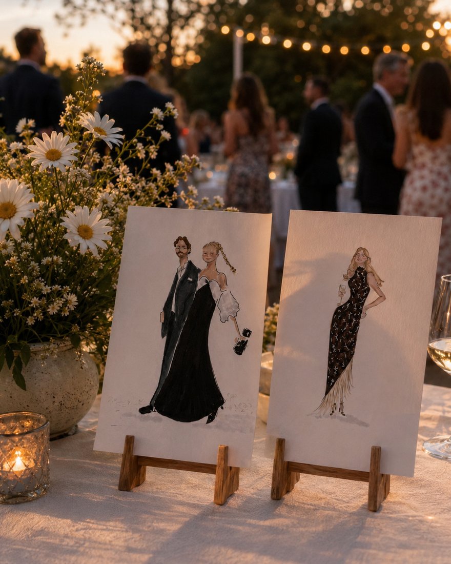 Invitada de boda con retrato DELUNA