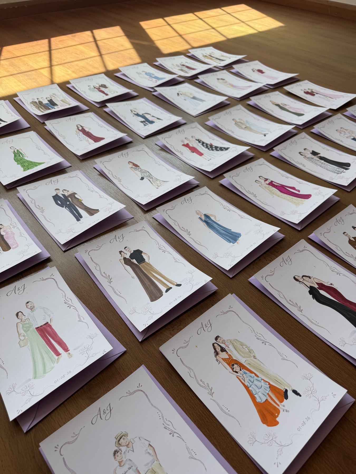 Colección de ilustraciones de A&J terminada después de la boda