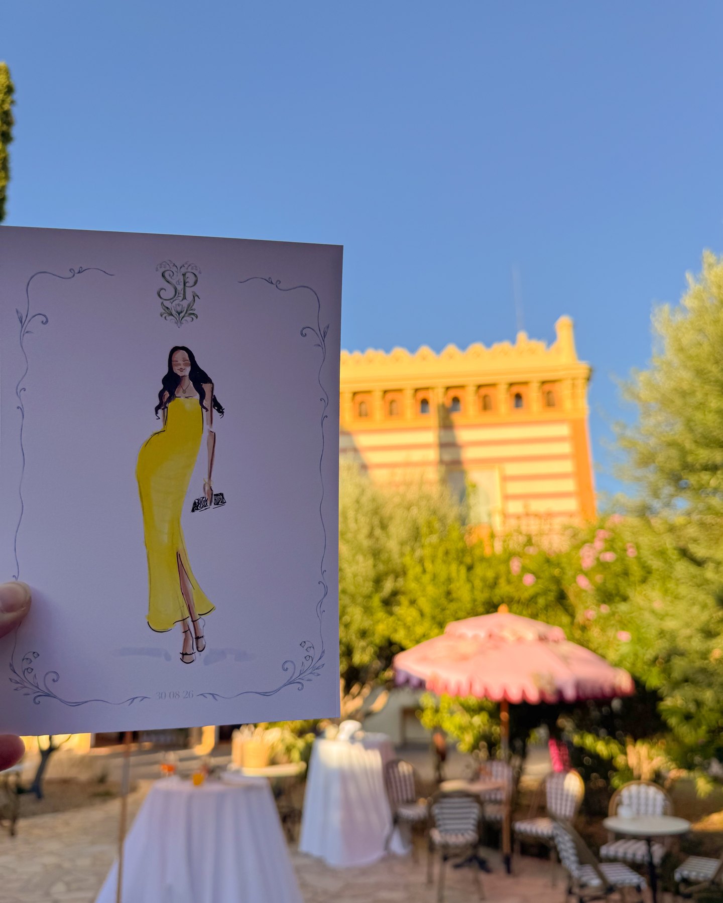 Figurín sobre la postal personalizada de S&P
